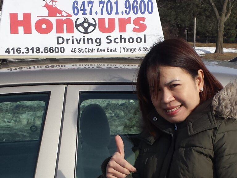 Honours student after passing the road test