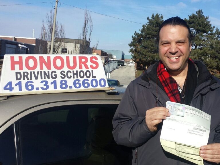 Honours student after passing the road test