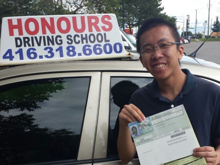 Honours student after passing the road test